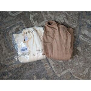 Talbots Cardigan LOT Womens 1x Cotton Blend Knit Office Career Brown White